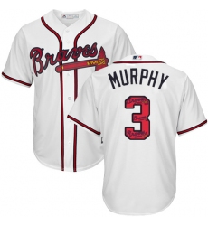 Men's Majestic Atlanta Braves #3 Dale Murphy Authentic White Team Logo Fashion Cool Base MLB Jersey