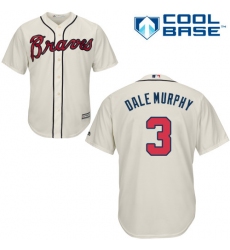 Men's Majestic Atlanta Braves #3 Dale Murphy Replica Cream Alternate 2 Cool Base MLB Jersey