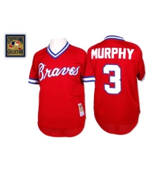 Men's Mitchell and Ness 1980 Atlanta Braves #3 Dale Murphy Replica Red Throwback MLB Jersey