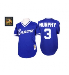 Men's Mitchell and Ness Atlanta Braves #3 Dale Murphy Authentic Blue Throwback MLB Jersey