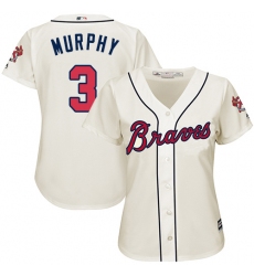 Women's Majestic Atlanta Braves #3 Dale Murphy Authentic Cream Alternate 2 Cool Base MLB Jersey