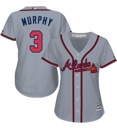 Women's Majestic Atlanta Braves #3 Dale Murphy Replica Grey Road Cool Base MLB Jersey