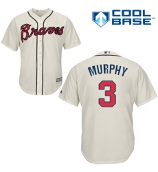 Youth Majestic Atlanta Braves #3 Dale Murphy Replica Cream Alternate 2 Cool Base MLB Jersey