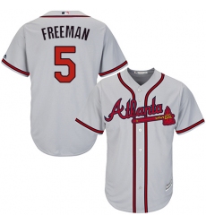 Men's Majestic Atlanta Braves #5 Freddie Freeman Replica Grey Road Cool Base MLB Jersey