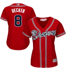 Women's Majestic Atlanta Braves #8 Bob Uecker Replica Red Alternate Cool Base MLB Jersey