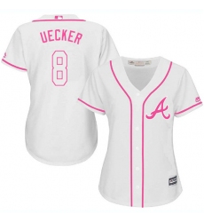 Women's Majestic Atlanta Braves #8 Bob Uecker Replica White Fashion Cool Base MLB Jersey