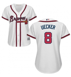 Women's Majestic Atlanta Braves #8 Bob Uecker Replica White Home Cool Base MLB Jersey