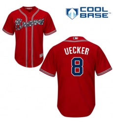 Youth Majestic Atlanta Braves #8 Bob Uecker Replica Red Alternate Cool Base MLB Jersey