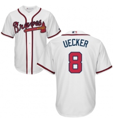 Youth Majestic Atlanta Braves #8 Bob Uecker Replica White Home Cool Base MLB Jersey