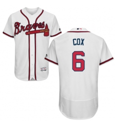 Men's Majestic Atlanta Braves #6 Bobby Cox White Home Flex Base Authentic Collection MLB Jersey