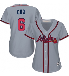 Women's Majestic Atlanta Braves #6 Bobby Cox Replica Grey Road Cool Base MLB Jersey