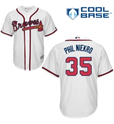 Men's Majestic Atlanta Braves #35 Phil Niekro Replica White Home Cool Base MLB Jersey