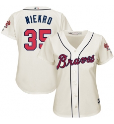 Women's Majestic Atlanta Braves #35 Phil Niekro Authentic Cream Alternate 2 Cool Base MLB Jersey