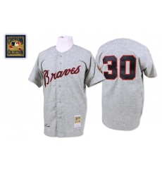 Men's Mitchell and Ness 1969 Atlanta Braves #30 Orlando Cepeda Replica Grey Throwback MLB Jersey