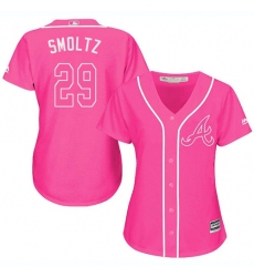 Women's Majestic Atlanta Braves #29 John Smoltz Replica Pink Fashion Cool Base MLB Jersey