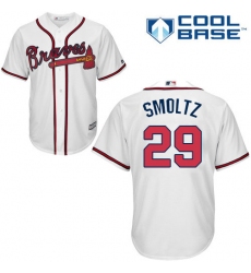 Youth Majestic Atlanta Braves #29 John Smoltz Authentic White Home Cool Base MLB Jersey