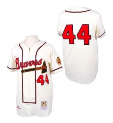 Men's Mitchell and Ness Atlanta Braves #44 Hank Aaron Authentic White Throwback MLB Jersey