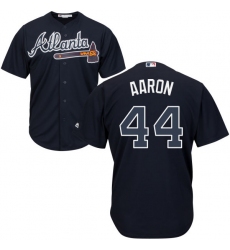 Youth Majestic Atlanta Braves #44 Hank Aaron Authentic Blue Alternate Road Cool Base MLB Jersey