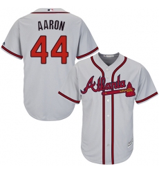 Youth Majestic Atlanta Braves #44 Hank Aaron Replica Grey Road Cool Base MLB Jersey