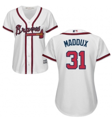 Women's Majestic Atlanta Braves #31 Greg Maddux Authentic White Home Cool Base MLB Jersey