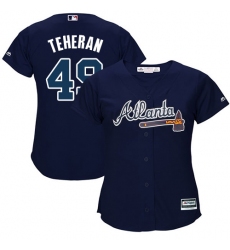 Women's Majestic Atlanta Braves #49 Julio Teheran Replica Blue Alternate Road Cool Base MLB Jersey