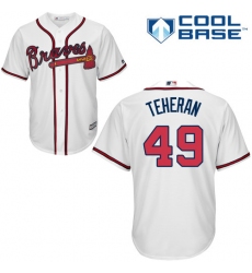 Youth Majestic Atlanta Braves #49 Julio Teheran Authentic White Home Cool Base MLB Jersey