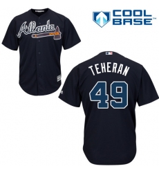 Youth Majestic Atlanta Braves #49 Julio Teheran Replica Blue Alternate Road Cool Base MLB Jersey