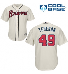 Youth Majestic Atlanta Braves #49 Julio Teheran Replica Cream Alternate 2 Cool Base MLB Jersey