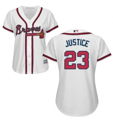 Women's Majestic Atlanta Braves #23 David Justice Authentic White Home Cool Base MLB Jersey
