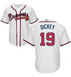Men's Majestic Atlanta Braves #19 R.A. Dickey Replica White Home Cool Base MLB Jersey