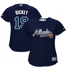 Women's Majestic Atlanta Braves #19 R.A. Dickey Replica Blue Alternate Road Cool Base MLB Jersey