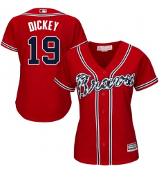 Women's Majestic Atlanta Braves #19 R.A. Dickey Replica Red Alternate Cool Base MLB Jersey