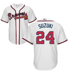 Men's Majestic Atlanta Braves #24 Kurt Suzuki Replica White Home Cool Base MLB Jersey