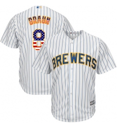 Men's Majestic Milwaukee Brewers #8 Ryan Braun Authentic White USA Flag Fashion MLB Jersey