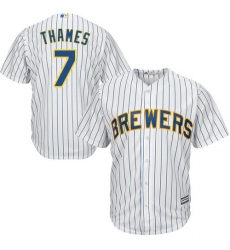 Youth Majestic Milwaukee Brewers #7 Eric Thames Authentic White Alternate Cool Base MLB Jersey