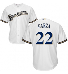 Men's Majestic Milwaukee Brewers #22 Matt Garza Replica White Home Cool Base MLB Jersey