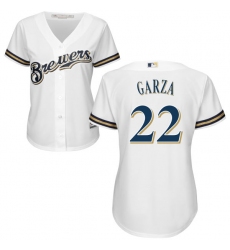 Women's Majestic Milwaukee Brewers #22 Matt Garza Authentic White Home Cool Base MLB Jersey