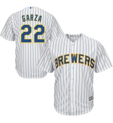 Youth Majestic Milwaukee Brewers #22 Matt Garza Authentic White Alternate Cool Base MLB Jersey