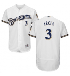 Men's Majestic Milwaukee Brewers #3 Orlando Arcia White Flexbase Authentic Collection MLB Jersey