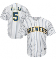 Men's Majestic Milwaukee Brewers #5 Jonathan Villar Replica White Alternate Cool Base MLB Jersey
