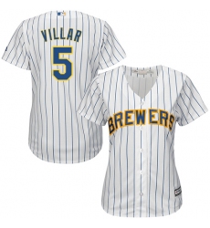 Women's Majestic Milwaukee Brewers #5 Jonathan Villar Authentic White Alternate Cool Base MLB Jersey