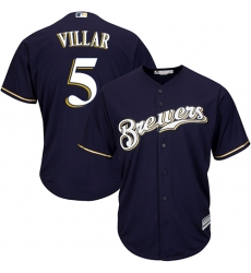 Youth Majestic Milwaukee Brewers #5 Jonathan Villar Replica Navy Blue Alternate Cool Base MLB Jersey