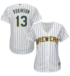 Women's Majestic Milwaukee Brewers #13 Glenn Robinson Authentic White Alternate Cool Base MLB Jersey