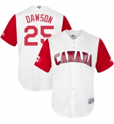 Men's Canada Baseball Majestic #25 Shane Dawson White 2017 World Baseball Classic Replica Team Jersey