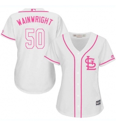 Women's Majestic St. Louis Cardinals #50 Adam Wainwright Replica White Fashion Cool Base MLB Jersey