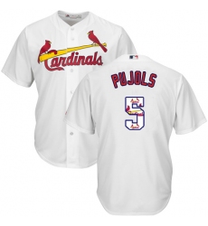 Men's Majestic St. Louis Cardinals #5 Albert Pujols Authentic White Team Logo Fashion Cool Base MLB Jersey
