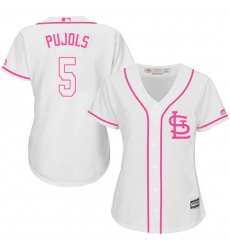 Women's Majestic St. Louis Cardinals #5 Albert Pujols Authentic White Fashion Cool Base MLB Jersey