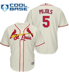 Youth Majestic St. Louis Cardinals #5 Albert Pujols Authentic Cream Alternate Cool Base MLB Jersey
