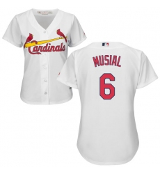 Women's Majestic St. Louis Cardinals #6 Stan Musial Replica White Home Cool Base MLB Jersey