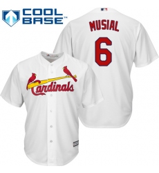 Youth Majestic St. Louis Cardinals #6 Stan Musial Replica White Home Cool Base MLB Jersey
